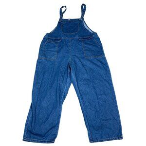 Denim Overalls Blue 2XL Womens Casual Relaxed Fit Adjustable Straps Front & Back